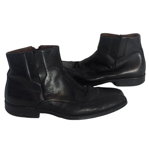 Johnston & Murphy Men’s Boots Black Square Toe Chelsea Side Zip Size 10.5 - Picture 1 of 9